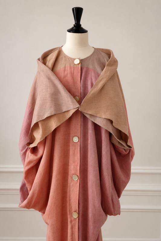 Anne Marie Beretta Women's Linen Kaftan with Button Closure, 1980s