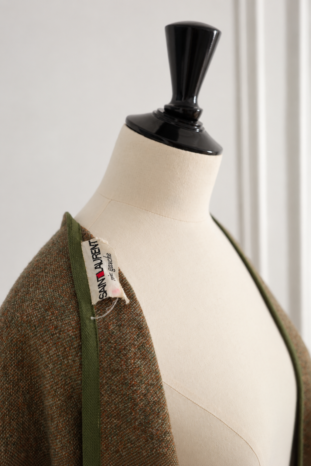 Yves Saint Laurent Rive Gauche Vintage 1976 Deep Olive Green Wool Cape
