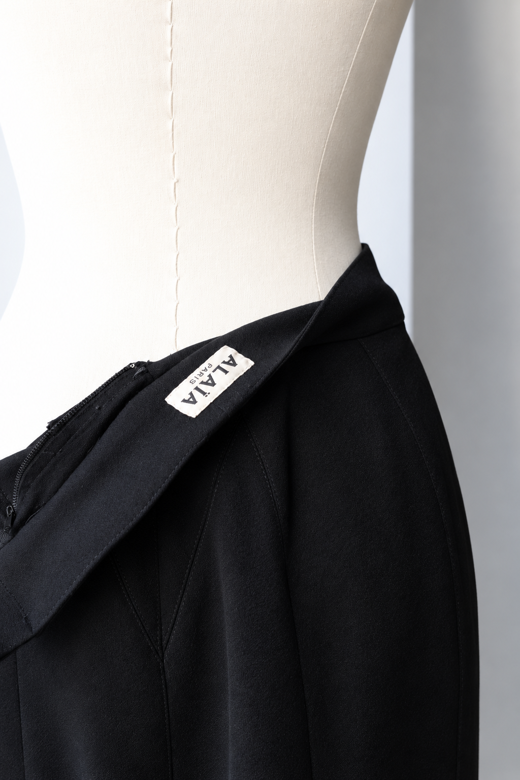 Azzedine Alaïa 1980s Black Wool Jacket and Skirt Set, Size Small