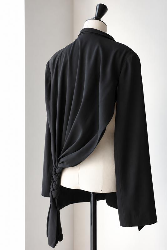 Yohji Yamamoto Wool Jacket with Knotted Braid Detail at the Back, Spring Summer 2002