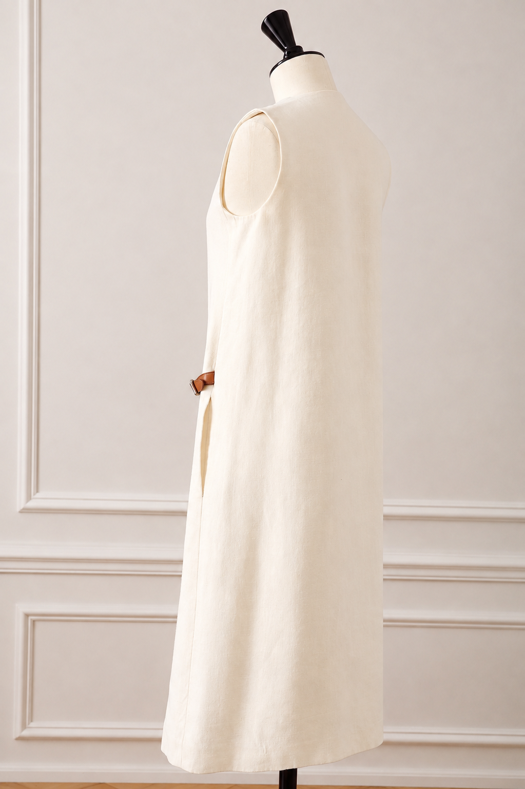 Hermès Vintage 1997-2003 Linen Wrap Dress Size 34 with Leather Tie
