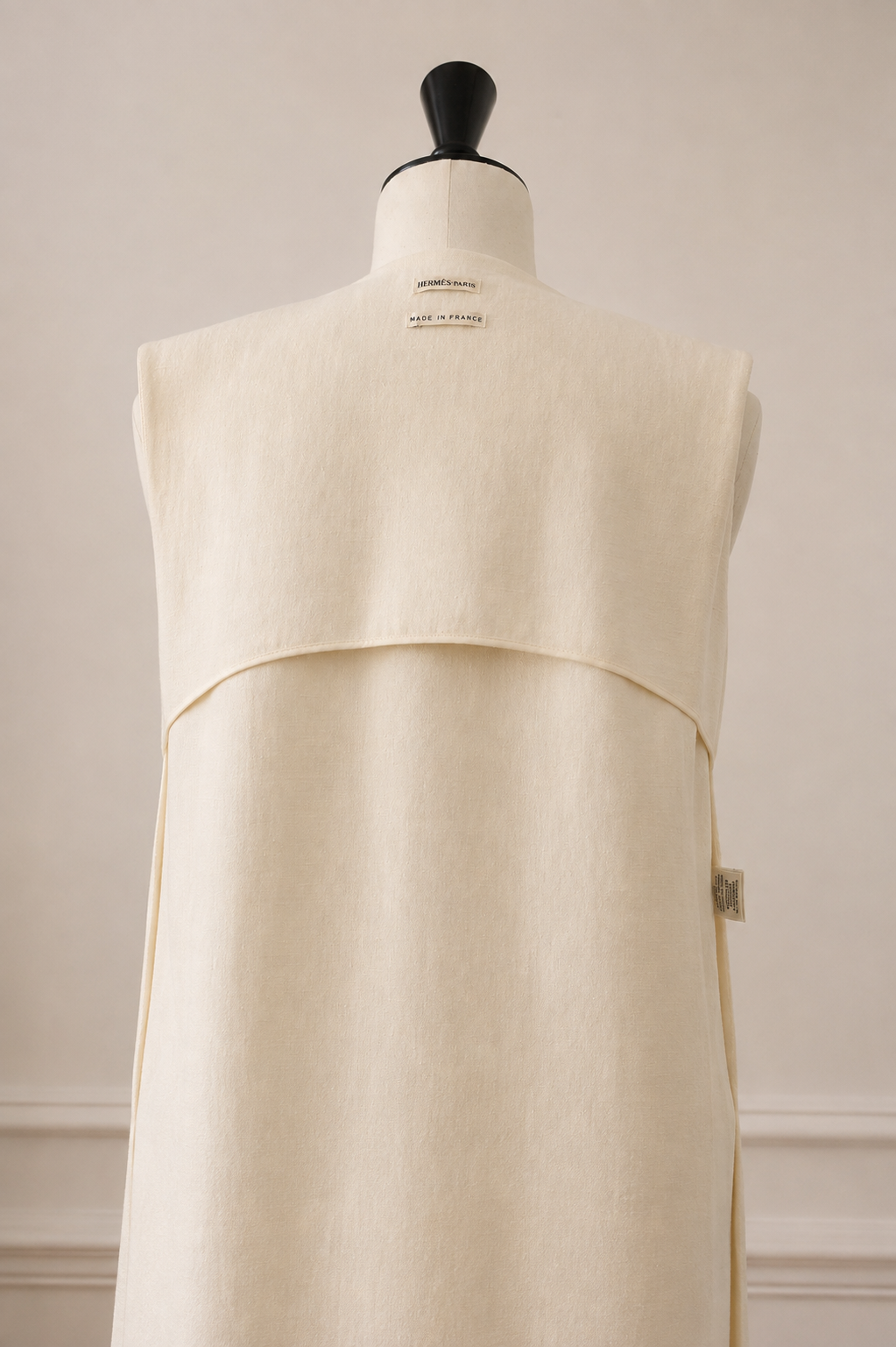 Hermès Vintage 1997-2003 Linen Wrap Dress Size 34 with Leather Tie