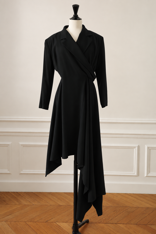 Yohji Yamamoto Asymmetrical Wool Dress – Runway Piece, 1980s