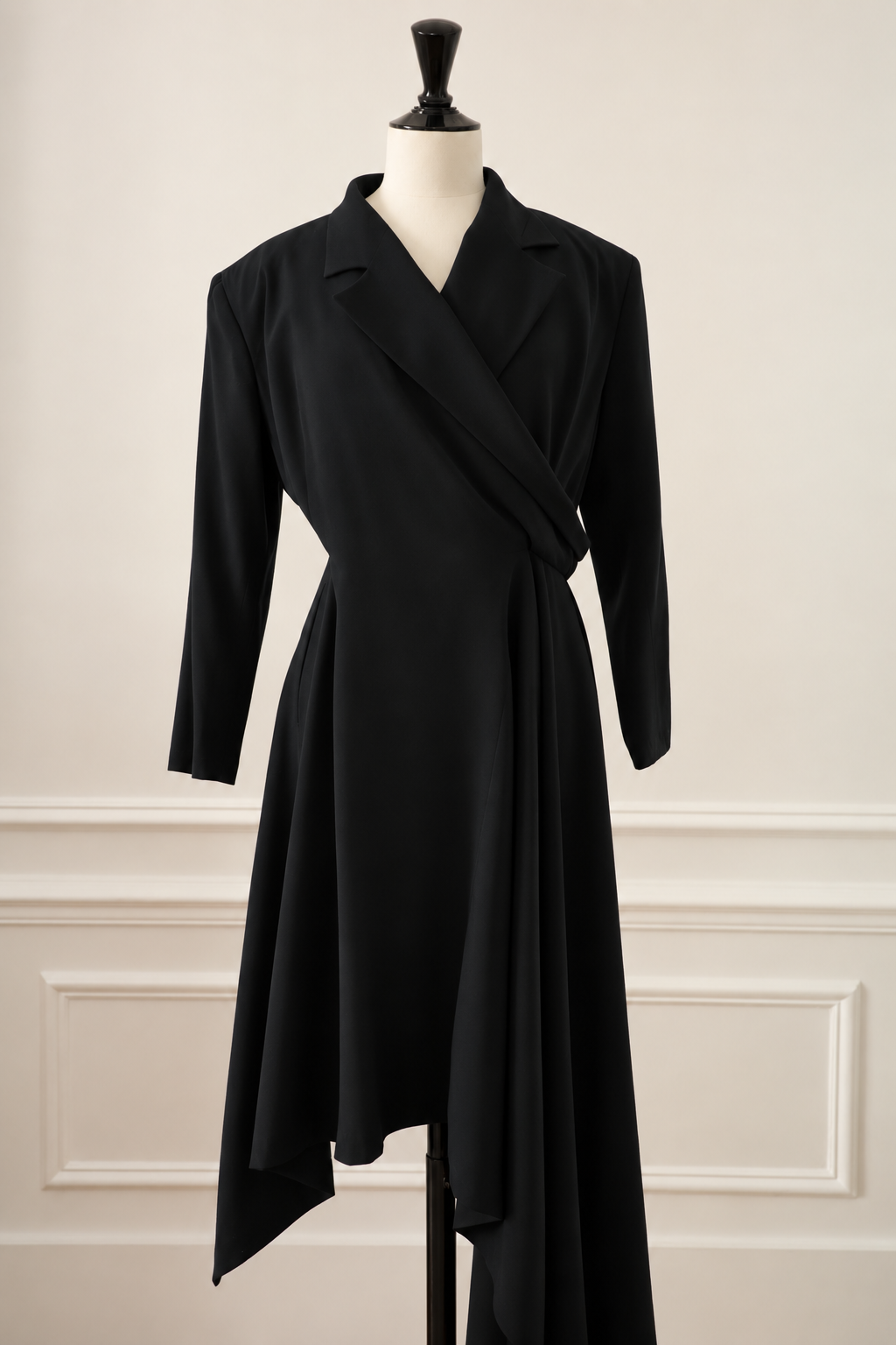 Yohji Yamamoto Asymmetrical Wool Dress – Runway Piece, 1980s