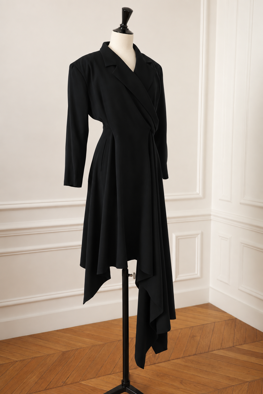 Yohji Yamamoto Asymmetrical Wool Dress – Runway Piece, 1980s