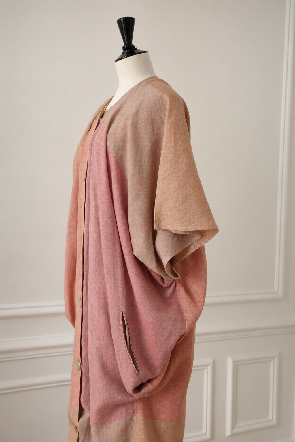 Anne Marie Beretta Women's Linen Kaftan with Button Closure, 1980s