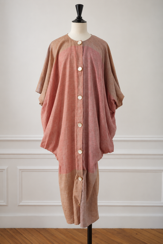 Anne Marie Beretta Women's Linen Kaftan with Button Closure, 1980s