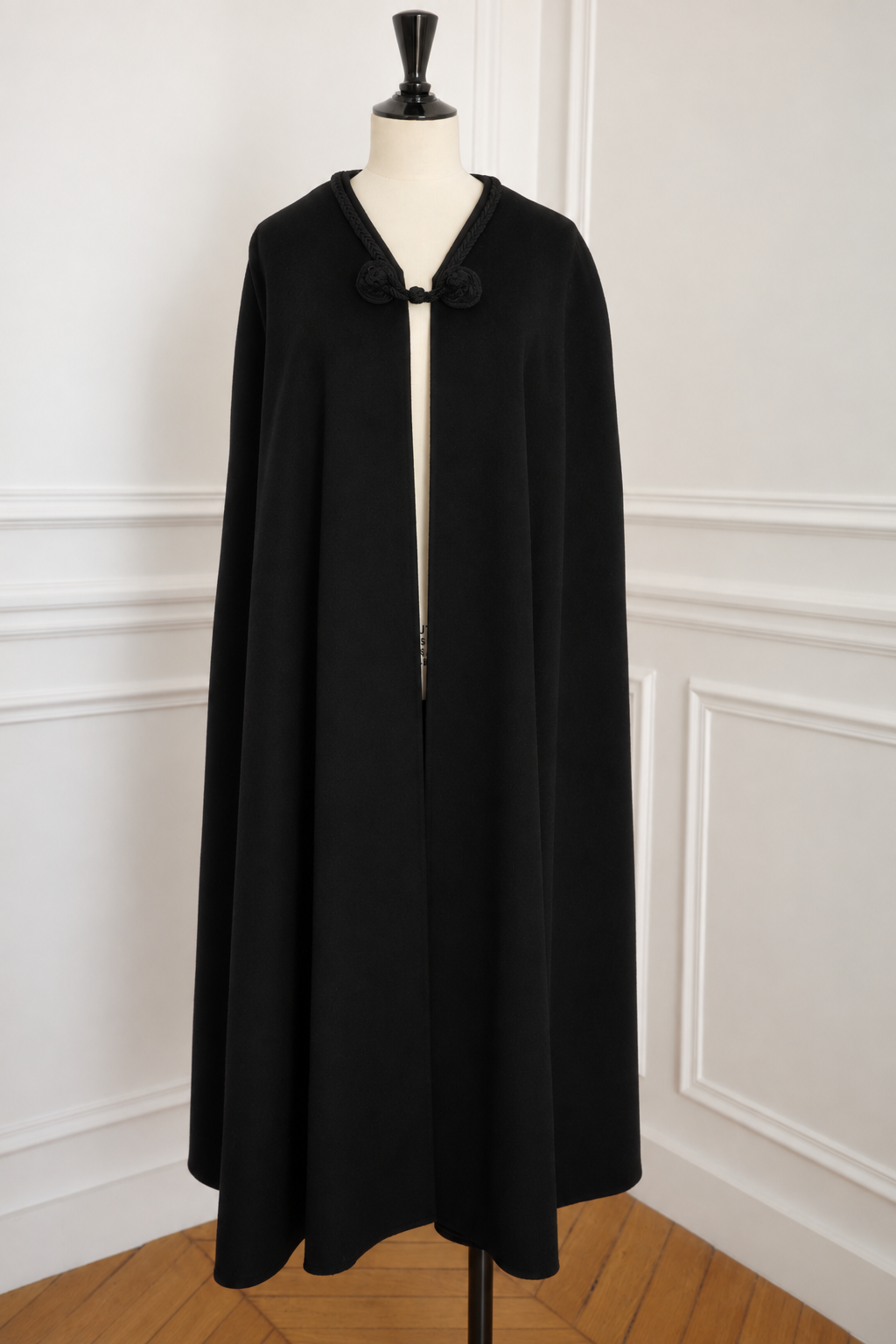 Yves Saint Laurent Rive Gauche 1970s Black Wool Haute Couture Cape