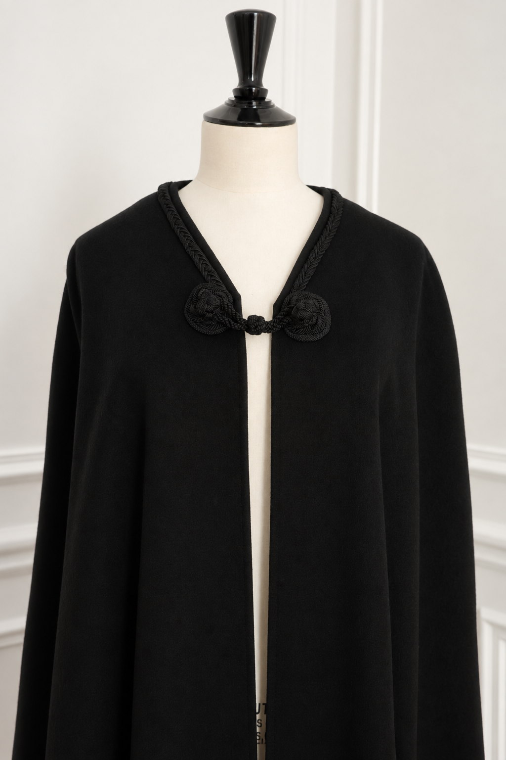 Yves Saint Laurent Rive Gauche 1970s Black Wool Haute Couture Cape