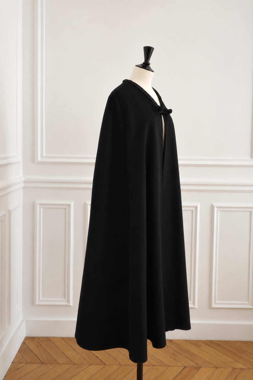 Yves Saint Laurent Rive Gauche 1970s Black Wool Haute Couture Cape