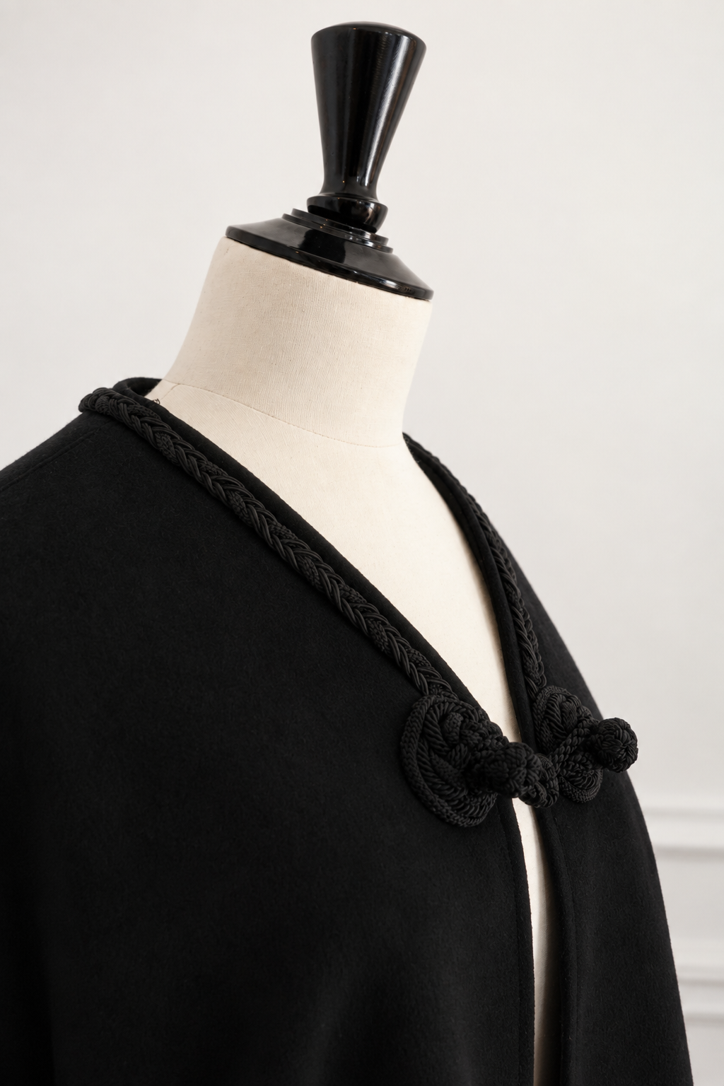 Yves Saint Laurent Rive Gauche 1970s Black Wool Haute Couture Cape