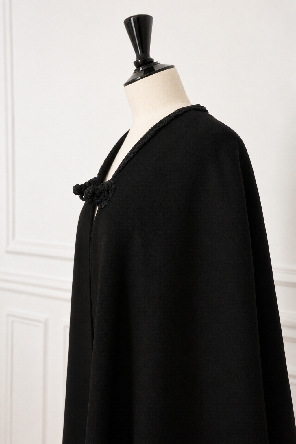 Yves Saint Laurent Rive Gauche 1970s Black Wool Haute Couture Cape