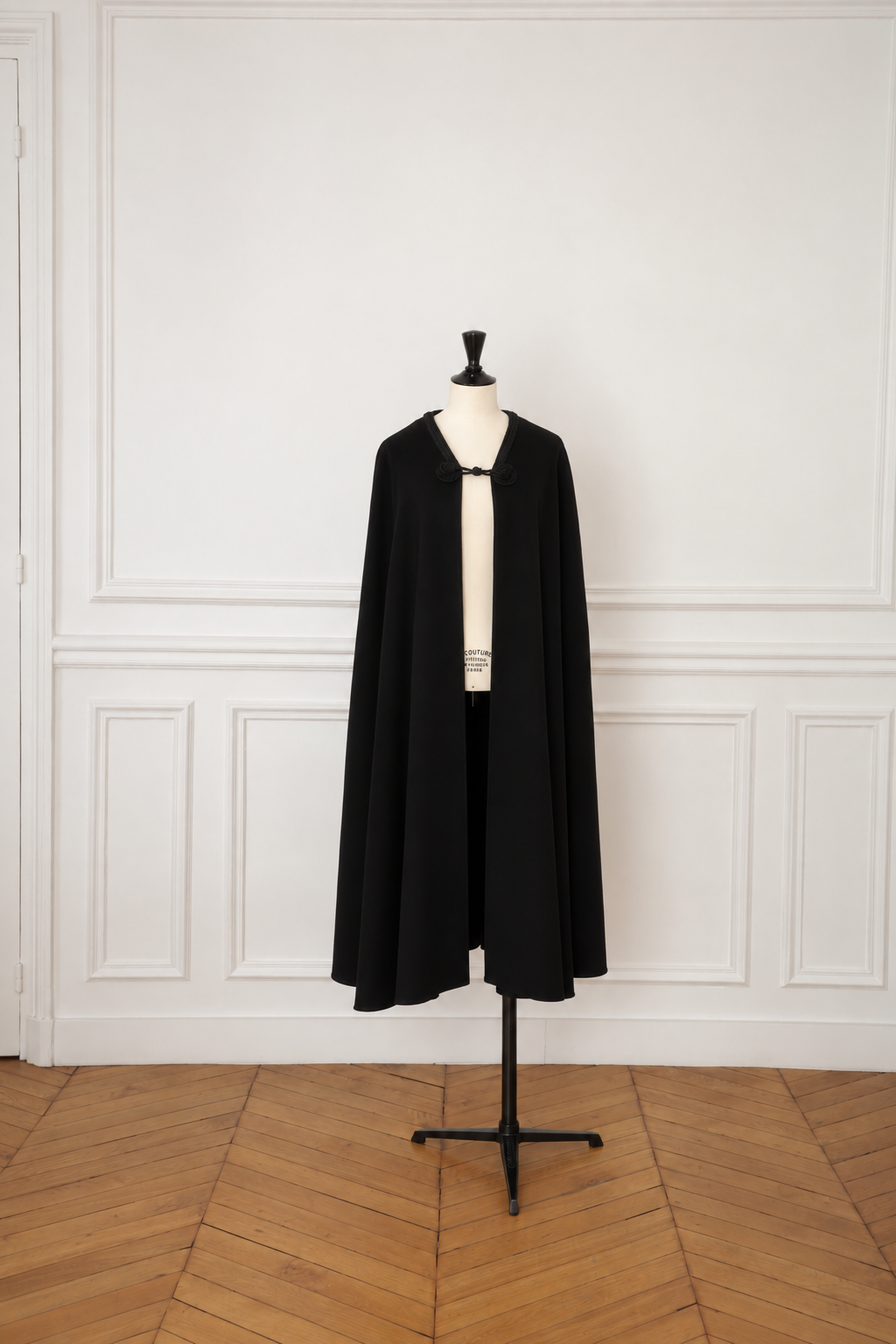 Yves Saint Laurent Rive Gauche 1970s Black Wool Haute Couture Cape