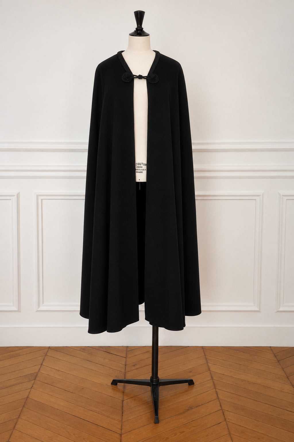 Yves Saint Laurent Rive Gauche 1970s Black Wool Haute Couture Cape