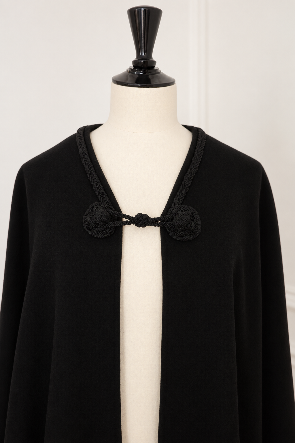 Yves Saint Laurent Rive Gauche 1970s Black Wool Haute Couture Cape