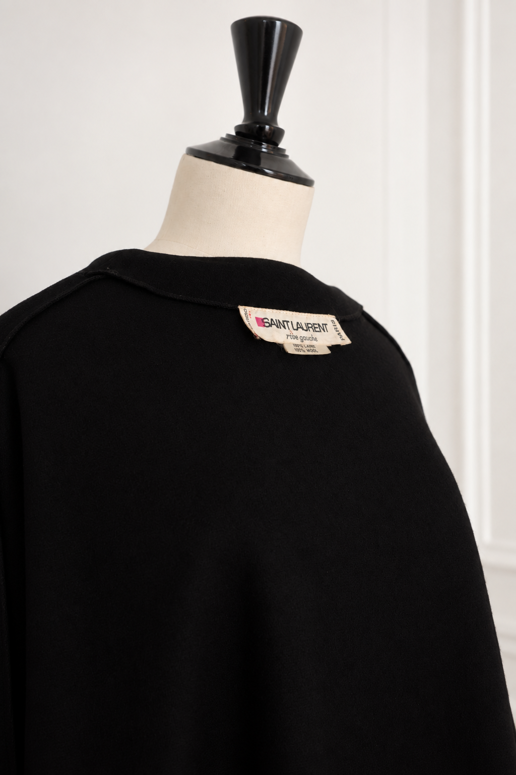 Yves Saint Laurent Rive Gauche 1970s Black Wool Haute Couture Cape