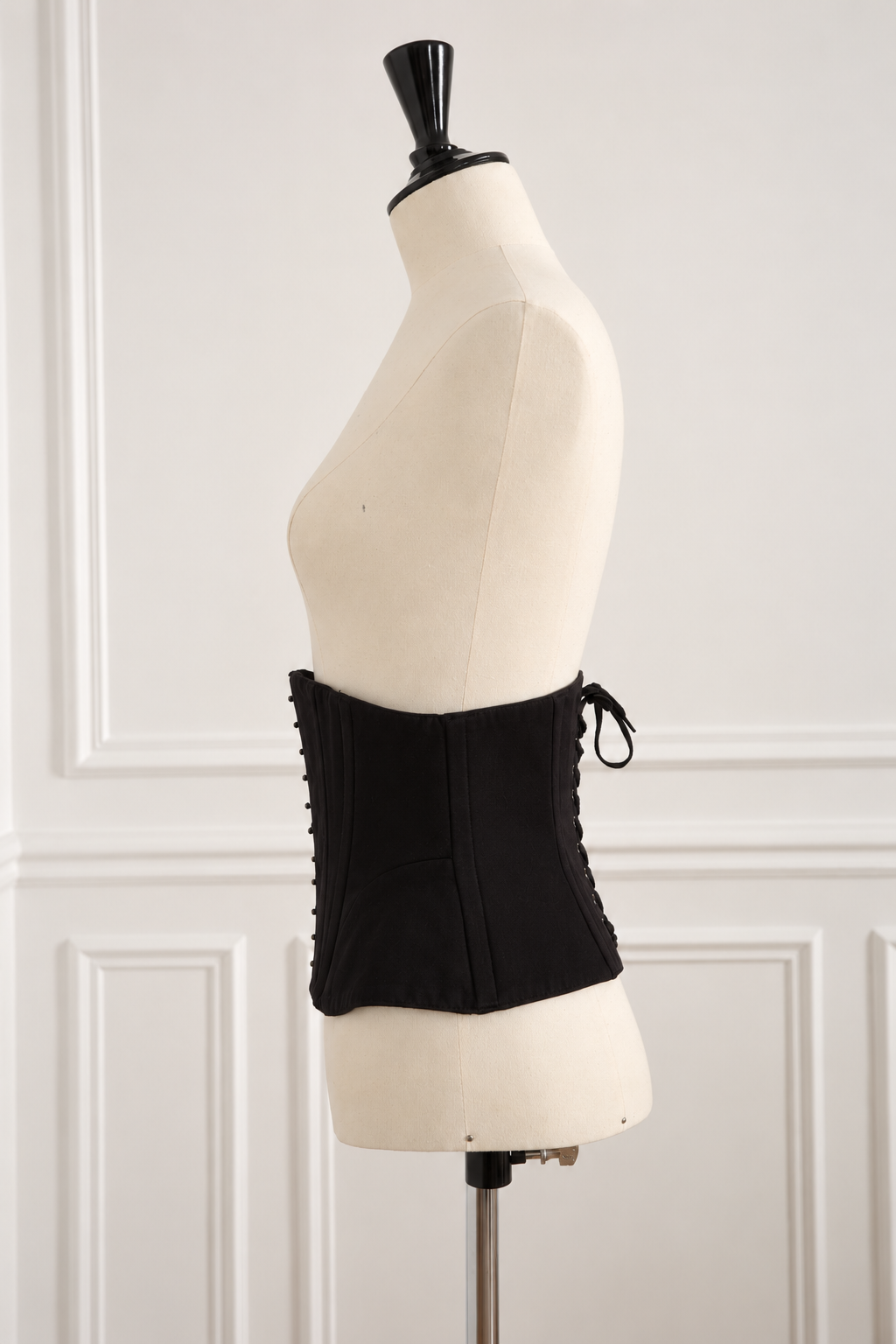 Azzedine Alaïa 1980s Black Cotton Corset with Back Lacing, Size 40