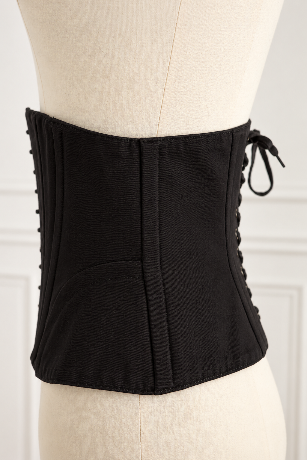 Azzedine Alaïa 1980s Black Cotton Corset with Back Lacing, Size 40