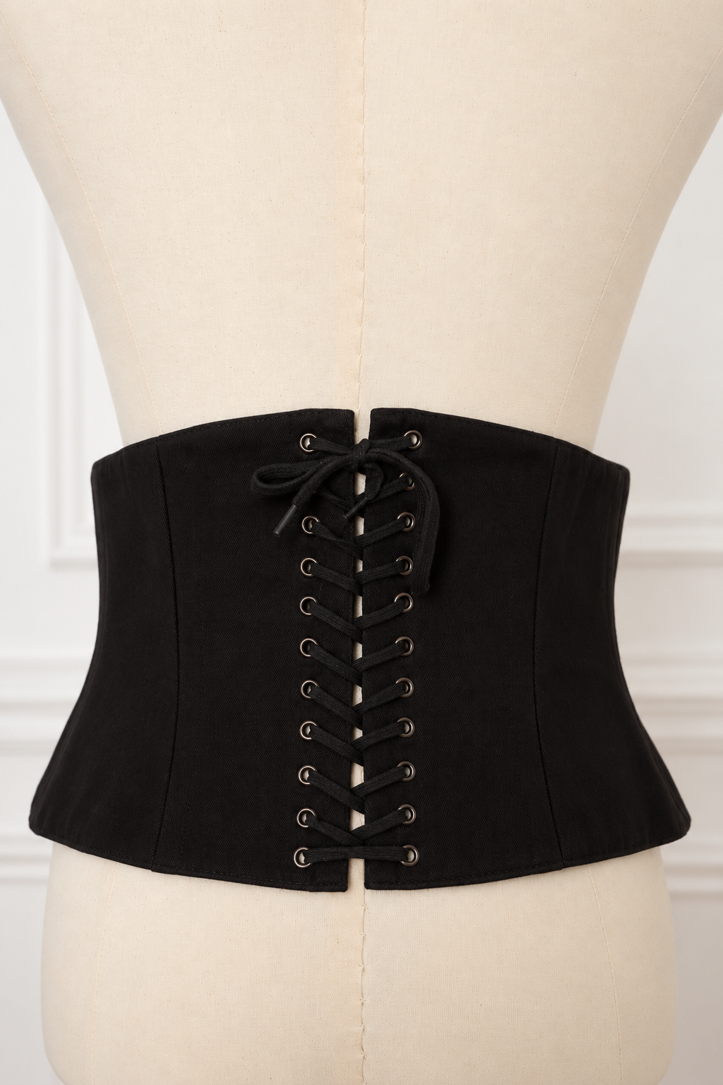 Azzedine Alaïa 1980s Black Cotton Corset with Back Lacing, Size 40