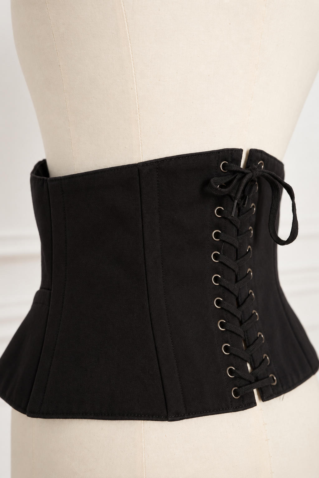 Azzedine Alaïa 1980s Black Cotton Corset with Back Lacing, Size 40