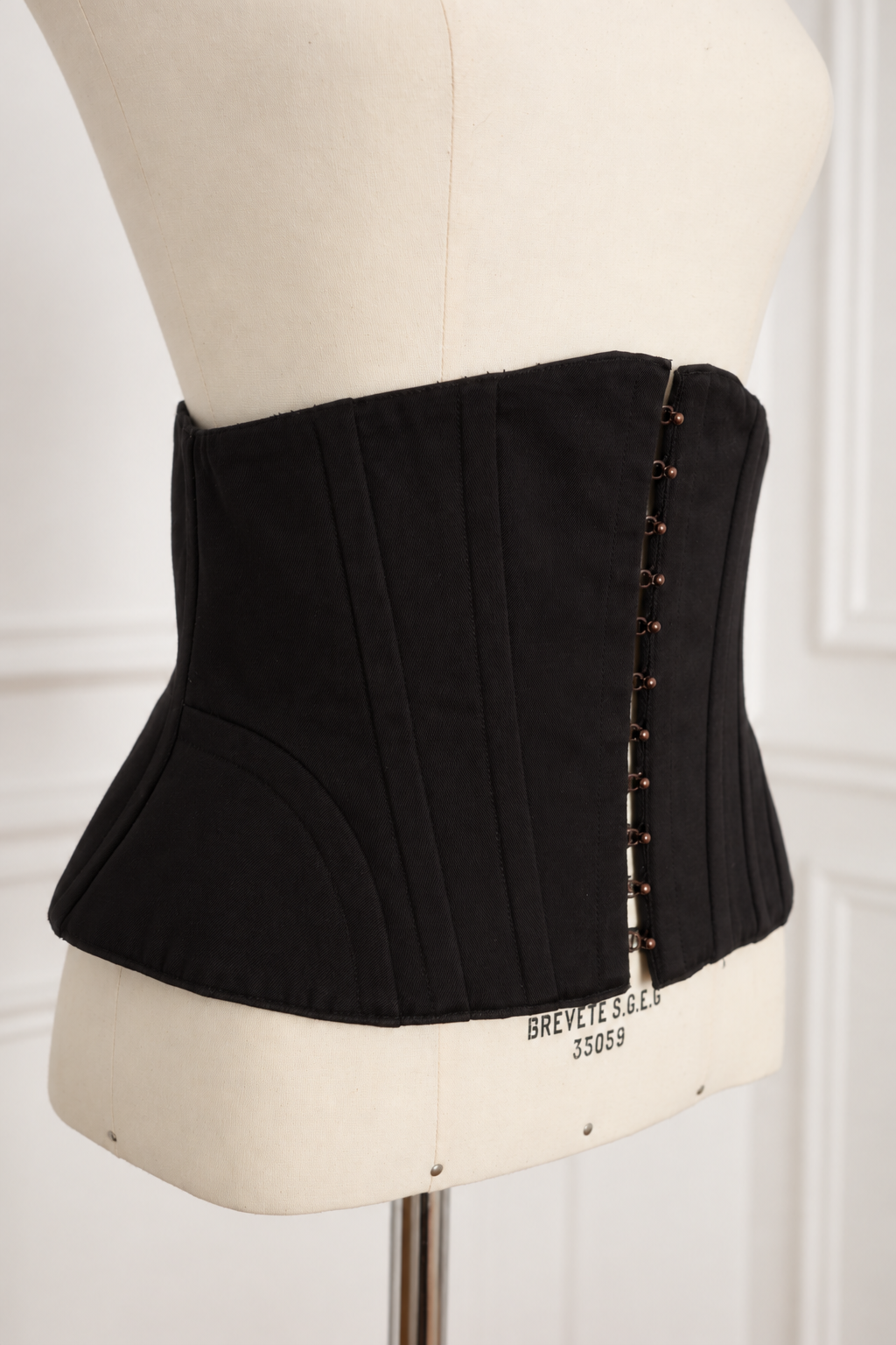 Azzedine Alaïa 1980s Black Cotton Corset with Back Lacing, Size 40
