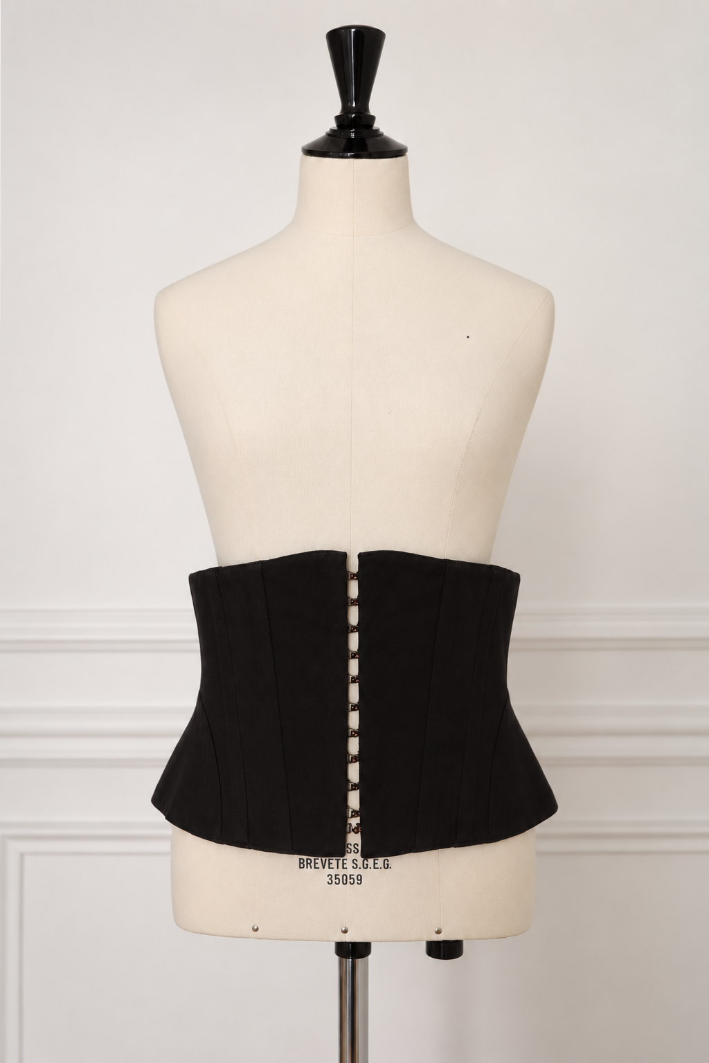 Azzedine Alaïa 1980s Black Cotton Corset with Back Lacing, Size 40