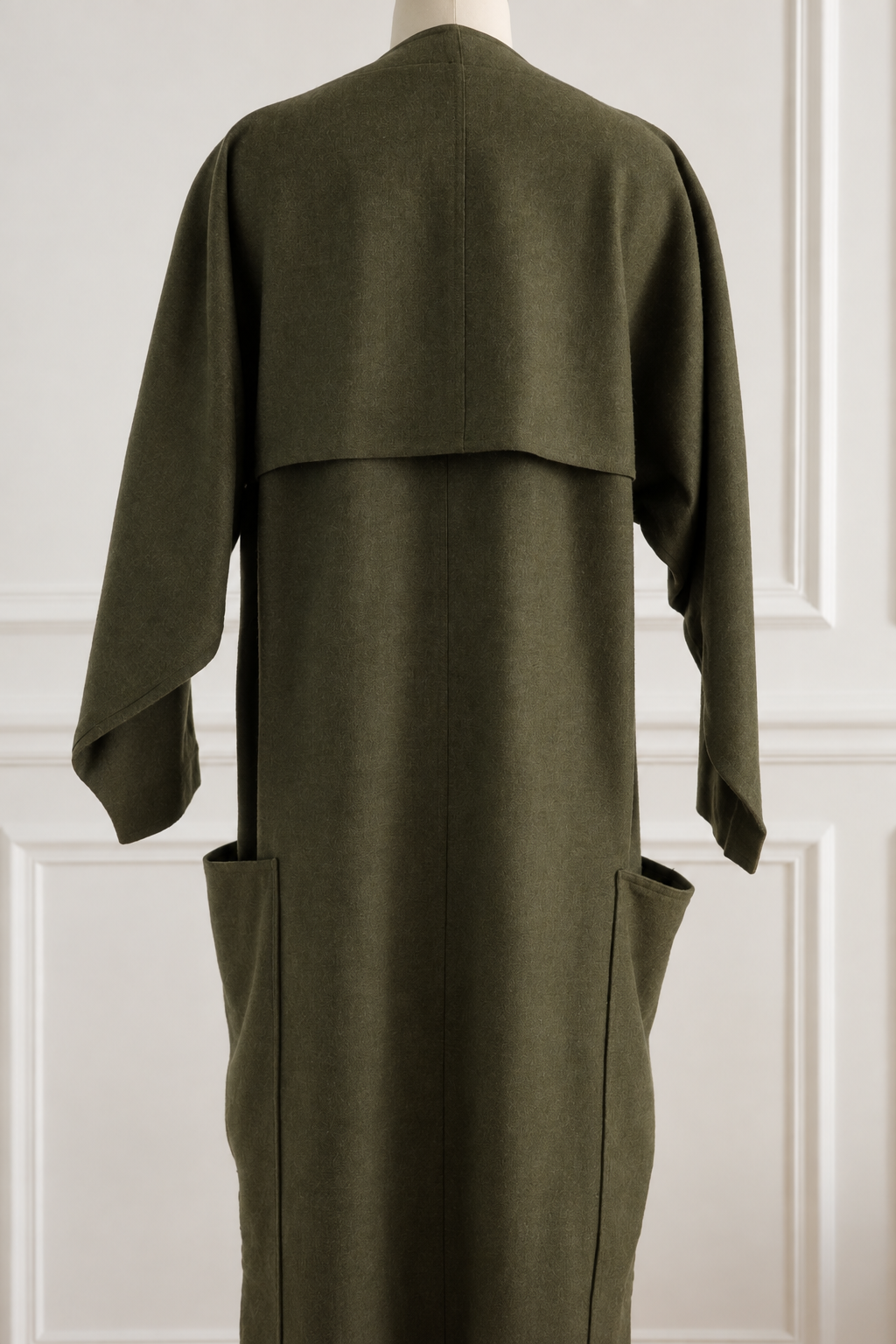 Anne Marie Beretta 1985 Wool Coat Women's Olive Green Geometric Design