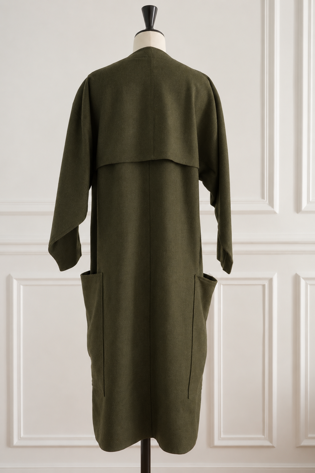 Anne Marie Beretta 1985 Wool Coat Women's Olive Green Geometric Design