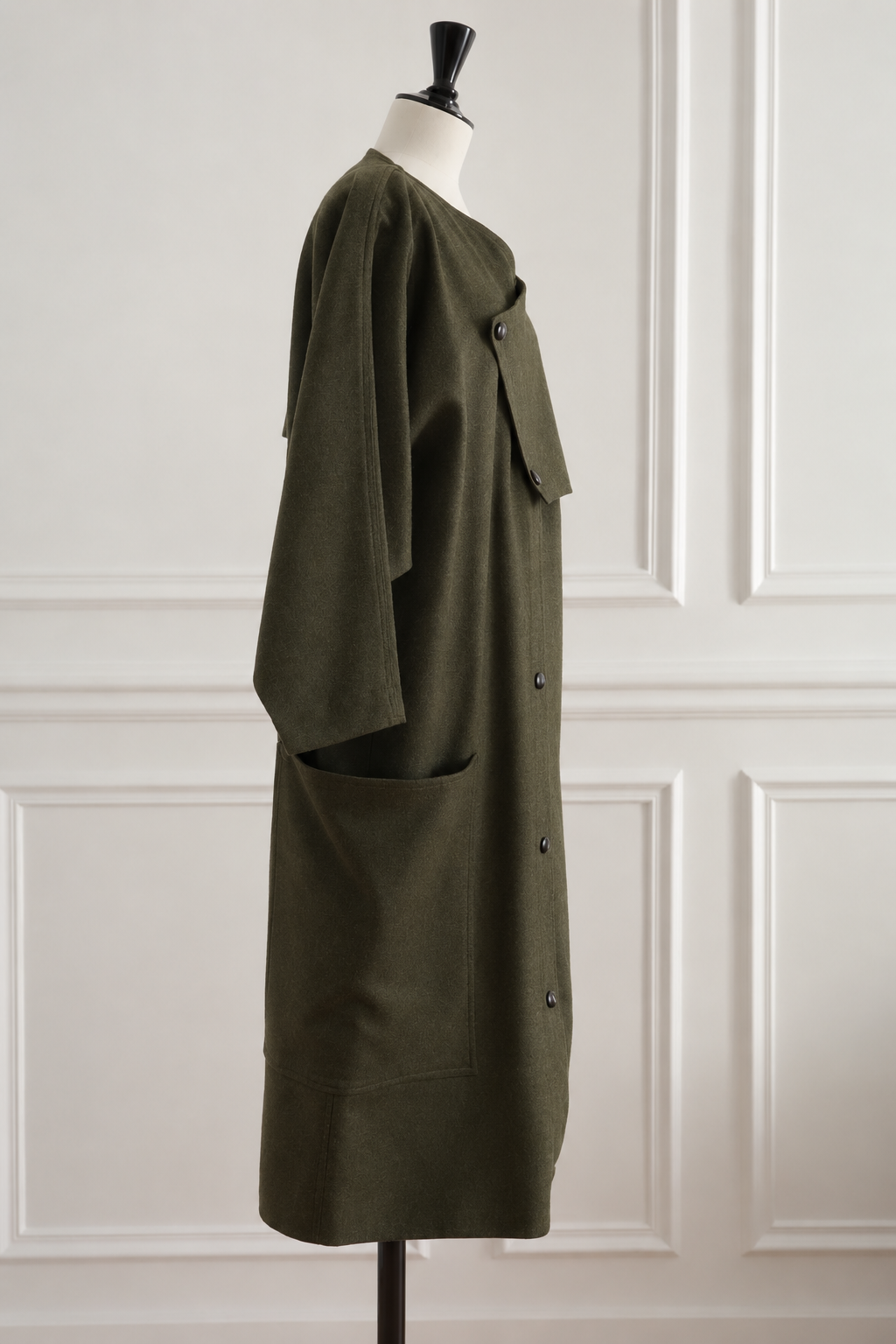 Anne Marie Beretta 1985 Wool Coat Women's Olive Green Geometric Design