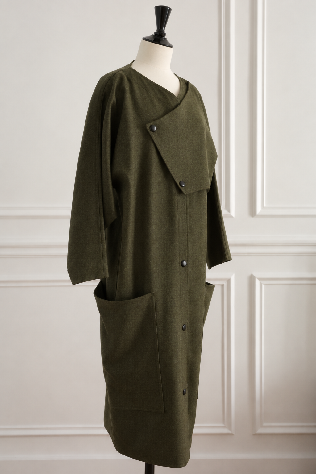 Anne Marie Beretta 1985 Wool Coat Women's Olive Green Geometric Design