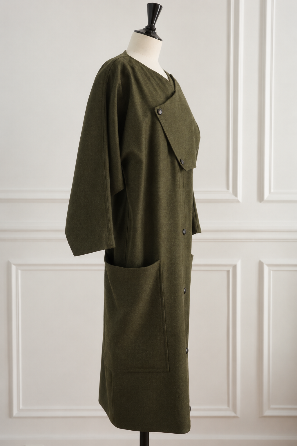 Anne Marie Beretta 1985 Wool Coat Women's Olive Green Geometric Design