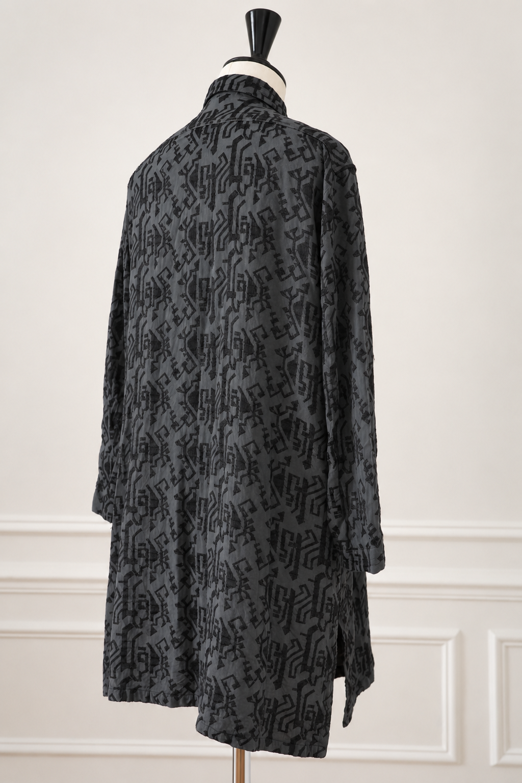 Azzedine Alaïa Vintage 1986 Embroidered Navy Blue Shirt Dress Women's
