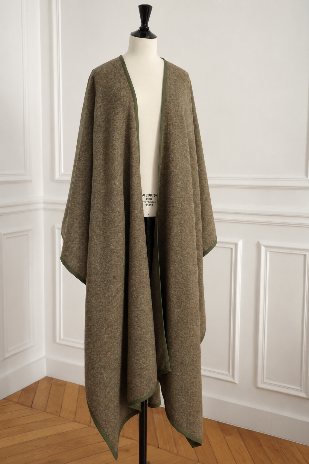 Yves Saint Laurent Rive Gauche Vintage 1976 Deep Olive Green Wool Cape