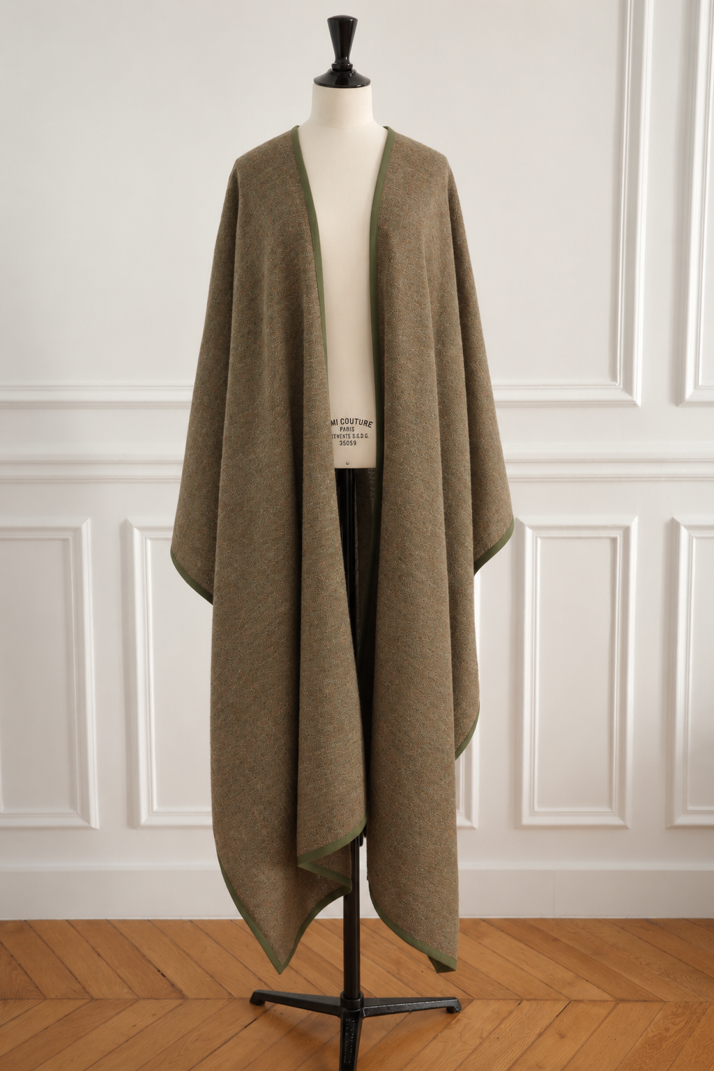 Yves Saint Laurent Rive Gauche Vintage 1976 Deep Olive Green Wool Cape