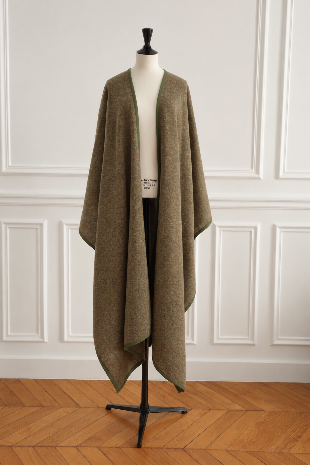 Yves Saint Laurent Rive Gauche Vintage 1976 Deep Olive Green Wool Cape