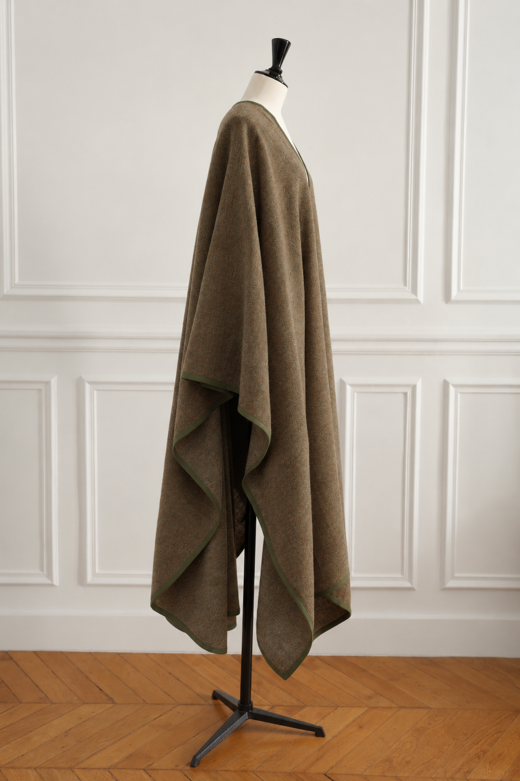 Yves Saint Laurent Rive Gauche Vintage 1976 Deep Olive Green Wool Cape