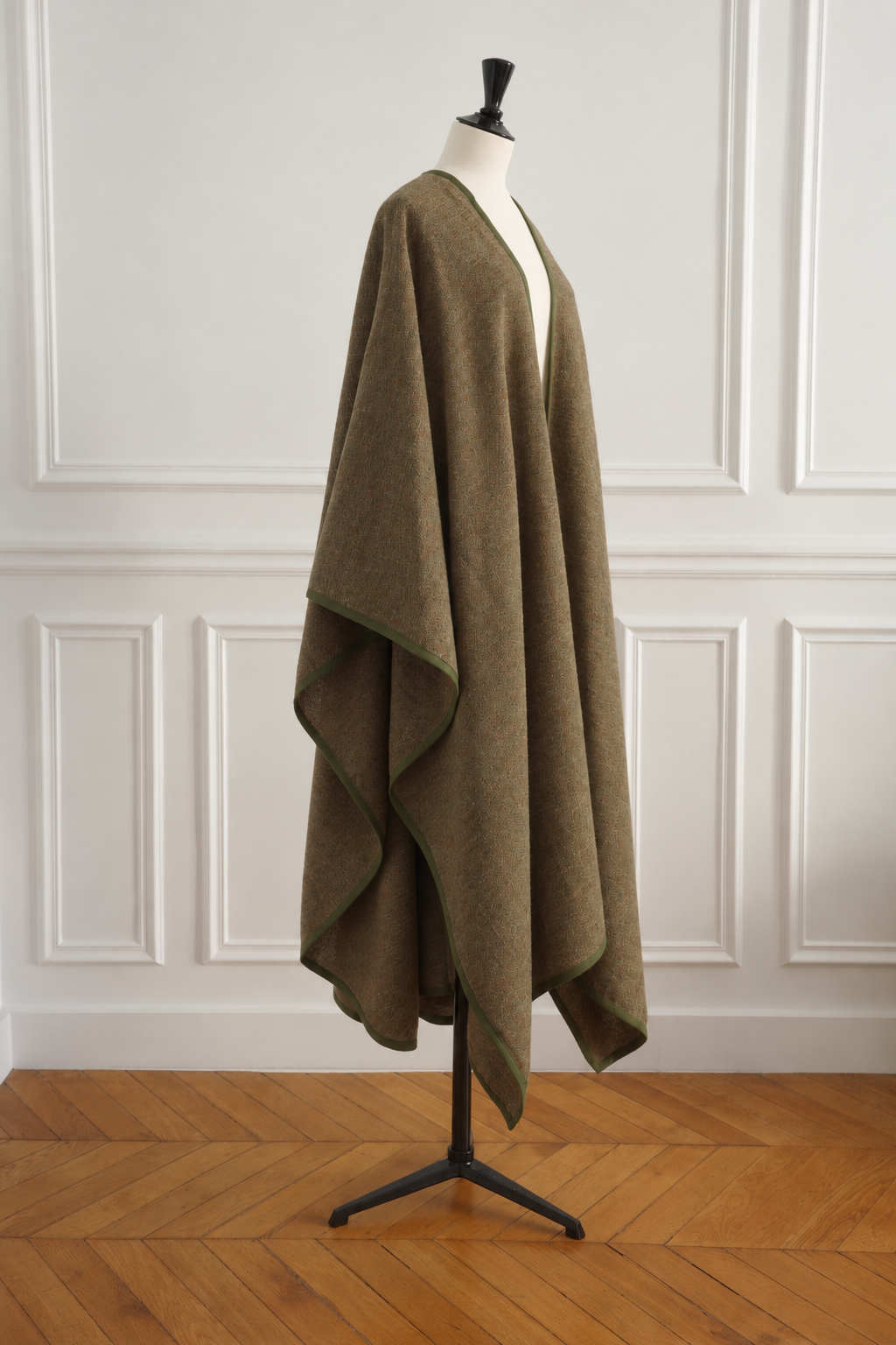 Yves Saint Laurent Rive Gauche Vintage 1976 Deep Olive Green Wool Cape