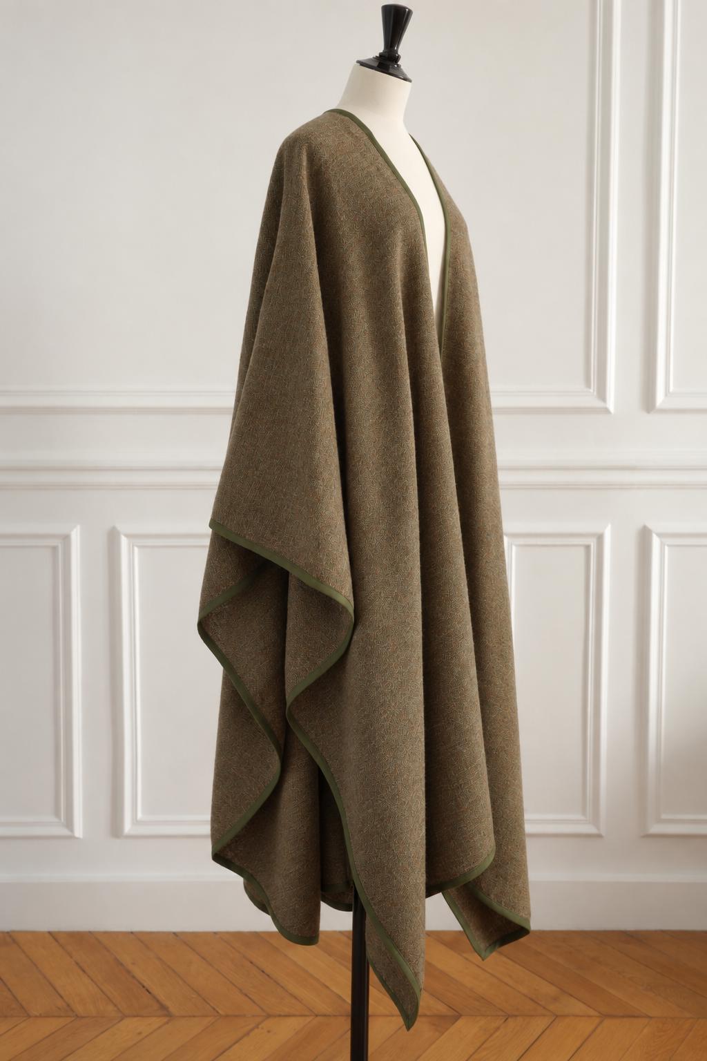 Yves Saint Laurent Rive Gauche Vintage 1976 Deep Olive Green Wool Cape