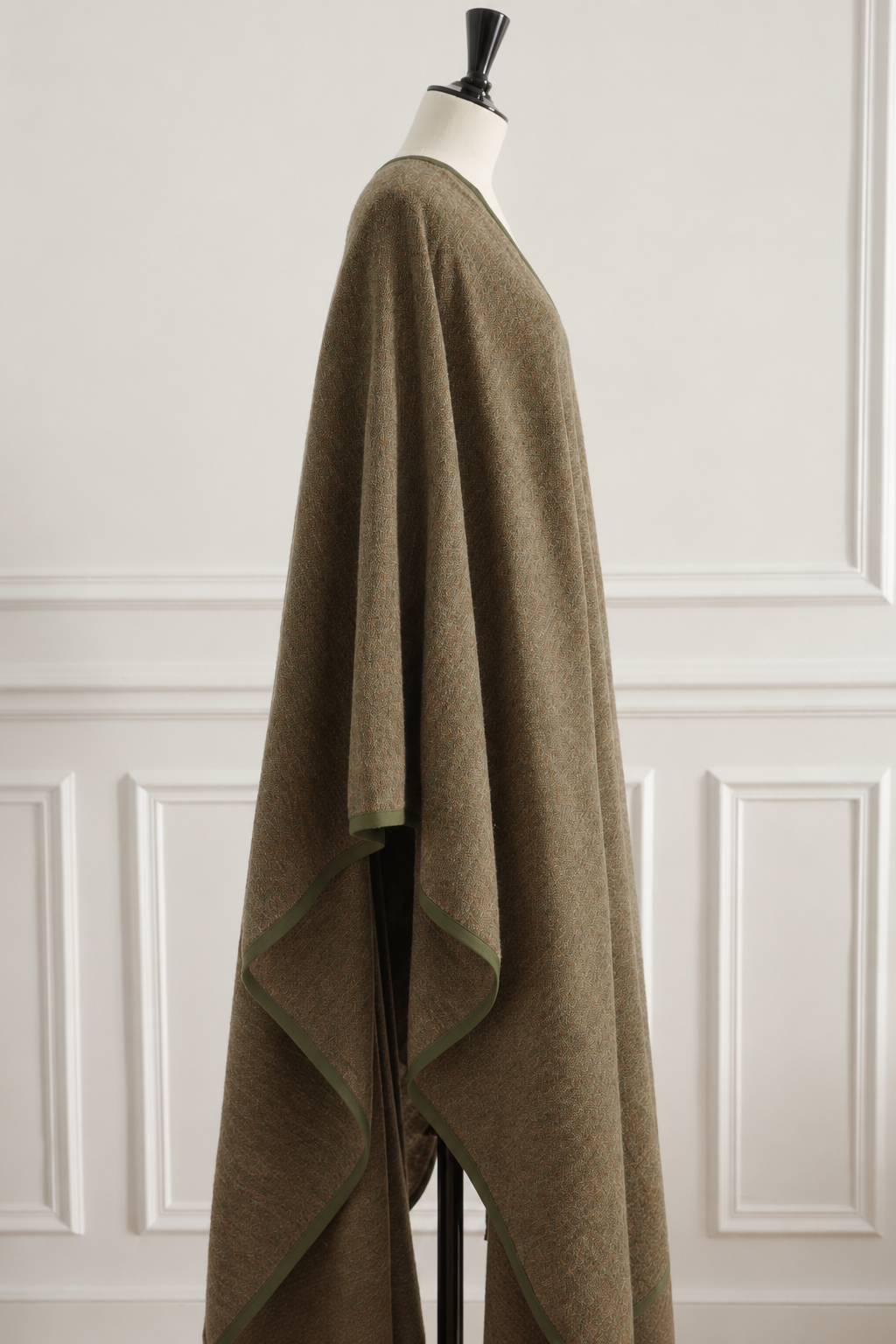 Yves Saint Laurent Rive Gauche Vintage 1976 Deep Olive Green Wool Cape