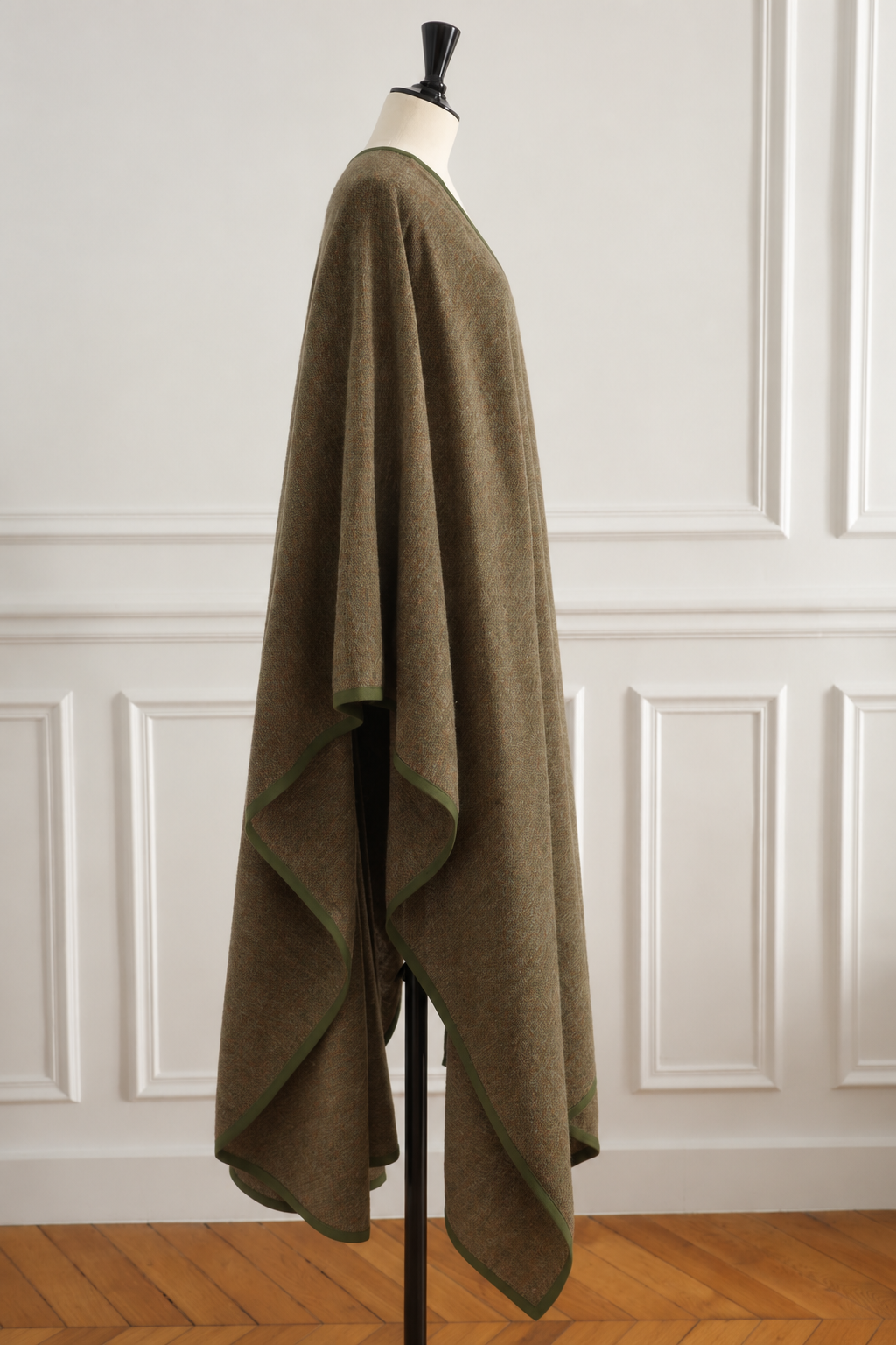 Yves Saint Laurent Rive Gauche Vintage 1976 Deep Olive Green Wool Cape
