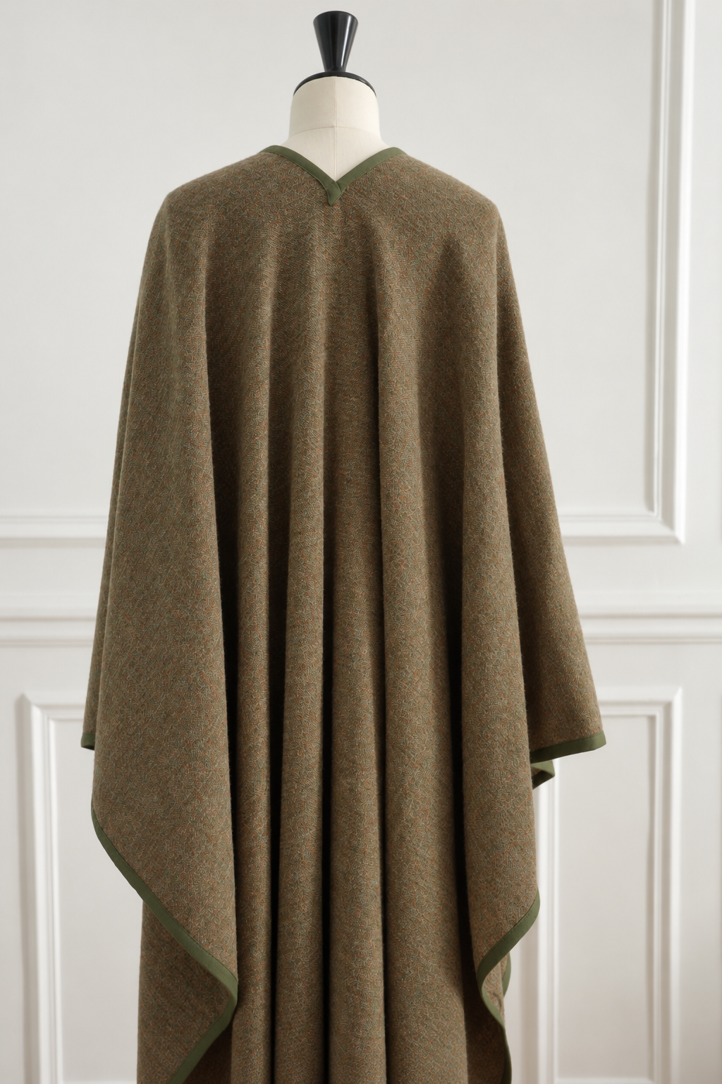 Yves Saint Laurent Rive Gauche Vintage 1976 Deep Olive Green Wool Cape