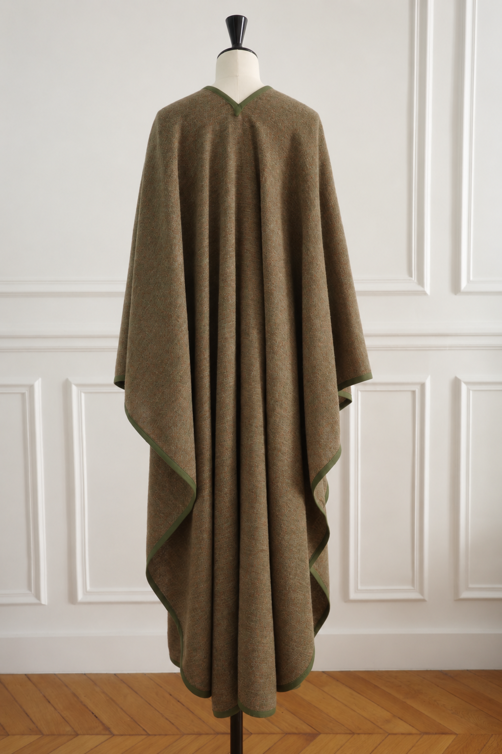 Yves Saint Laurent Rive Gauche Vintage 1976 Deep Olive Green Wool Cape