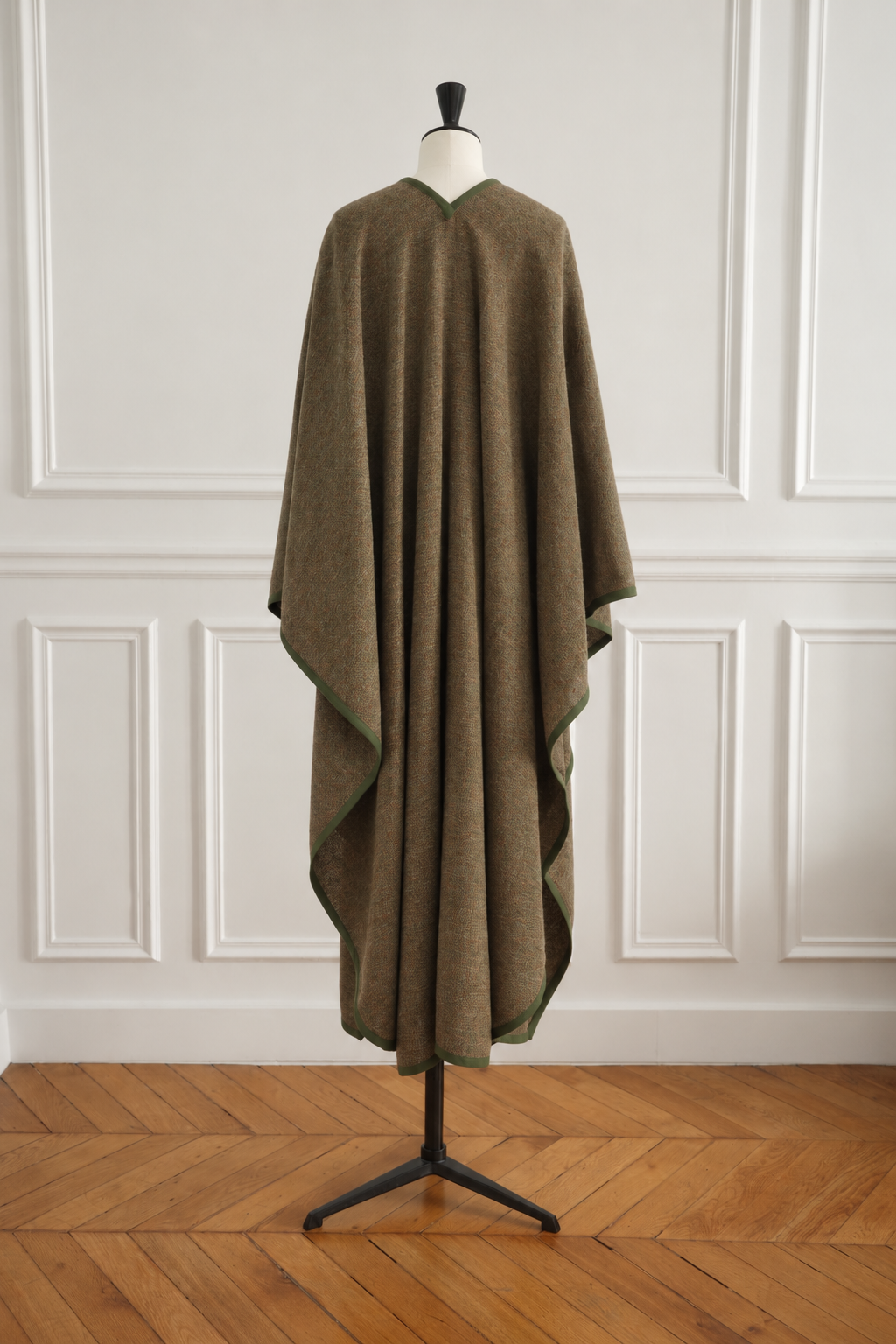 Yves Saint Laurent Rive Gauche Vintage 1976 Deep Olive Green Wool Cape
