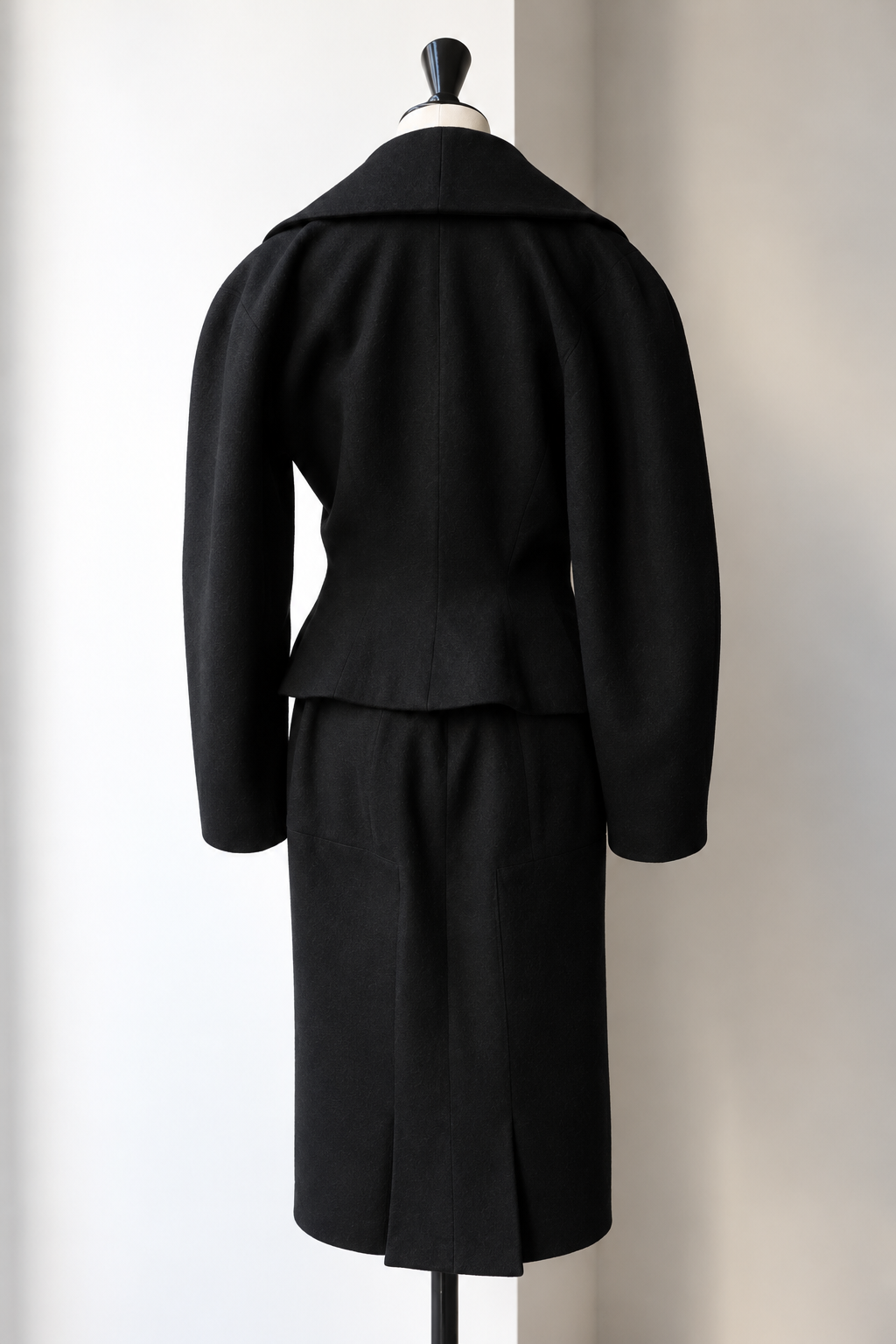 Azzedine Alaïa 1980s Black Wool Jacket and Skirt Set, Size Small