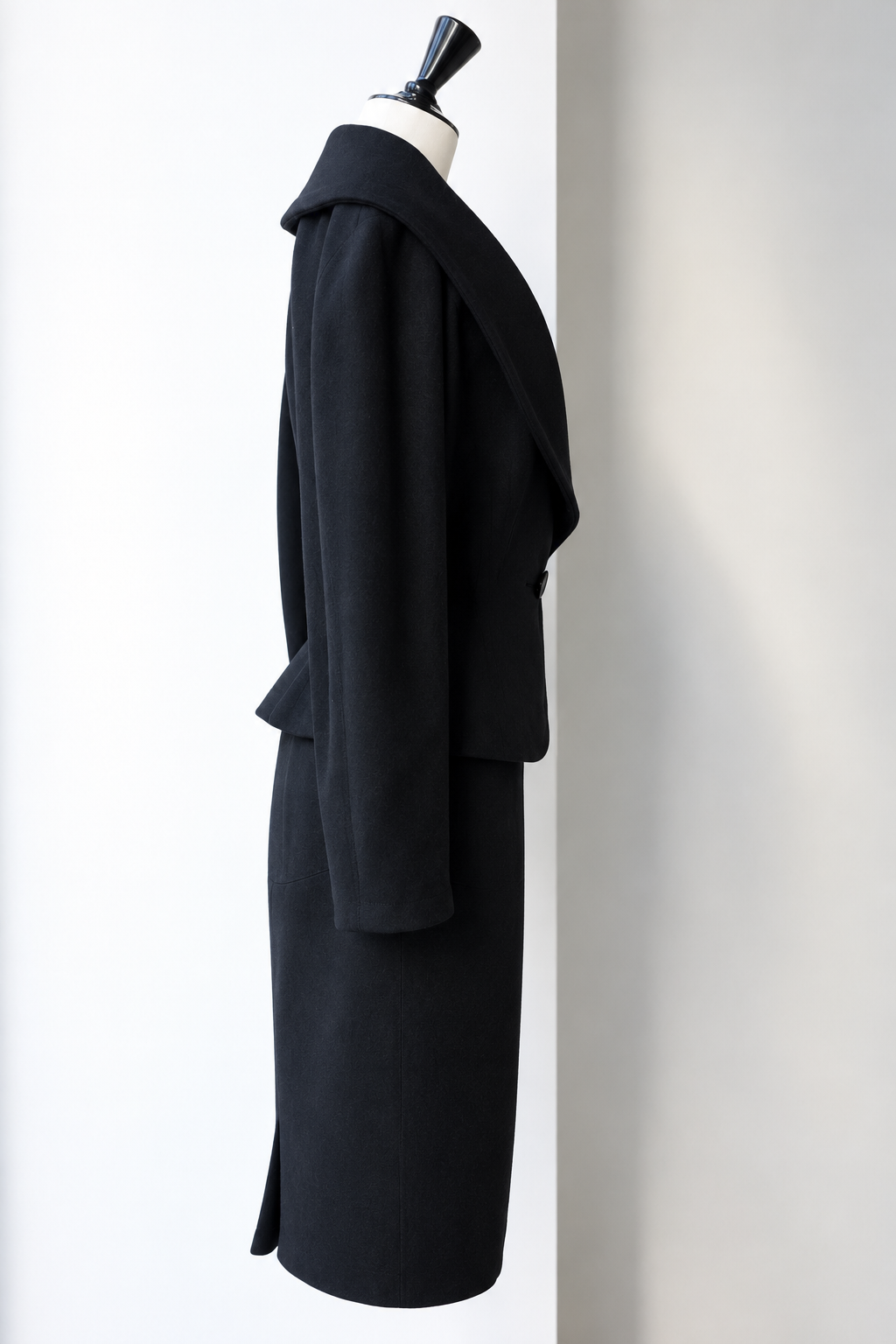 Azzedine Alaïa 1980s Black Wool Jacket and Skirt Set, Size Small