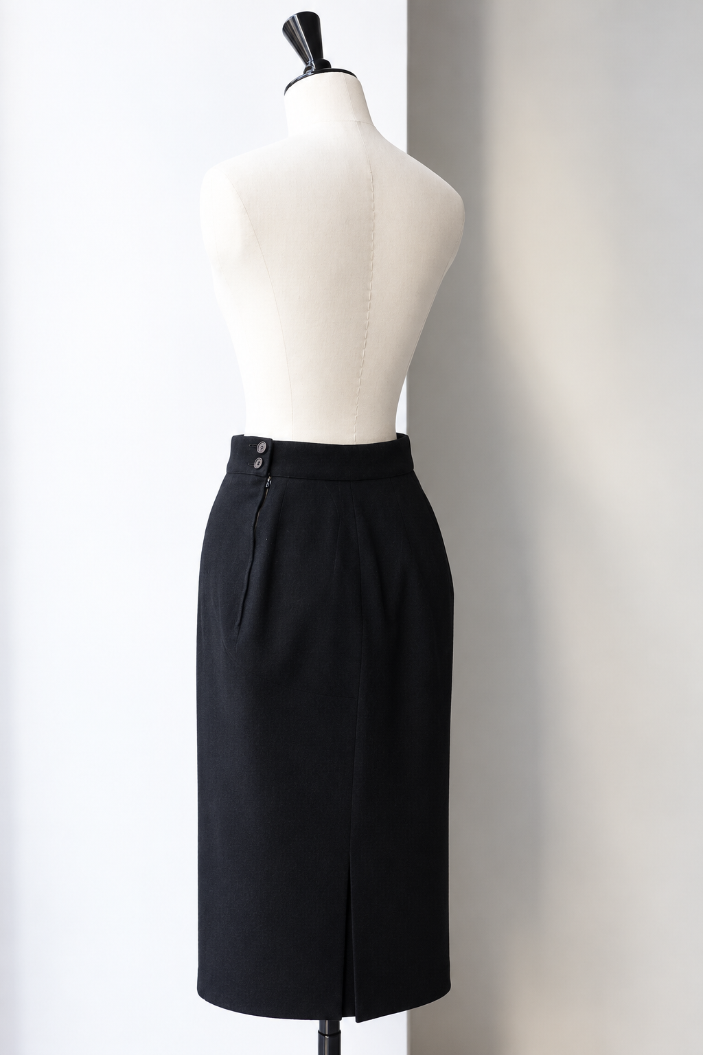 Azzedine Alaïa 1980s Black Wool Jacket and Skirt Set, Size Small