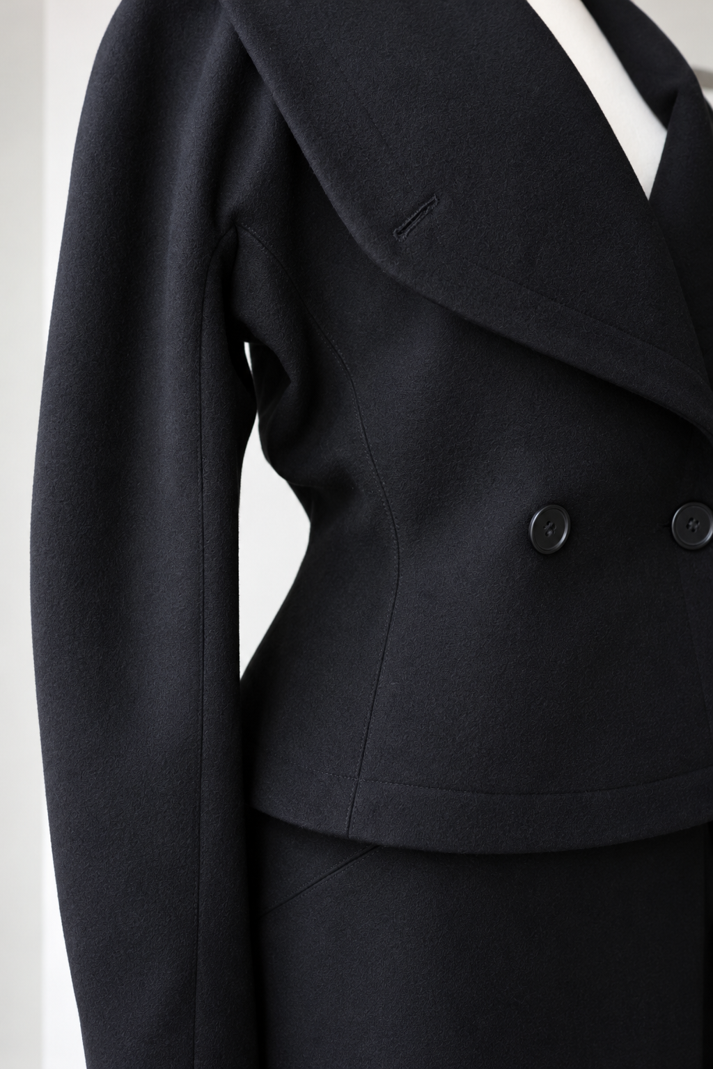 Azzedine Alaïa 1980s Black Wool Jacket and Skirt Set, Size Small