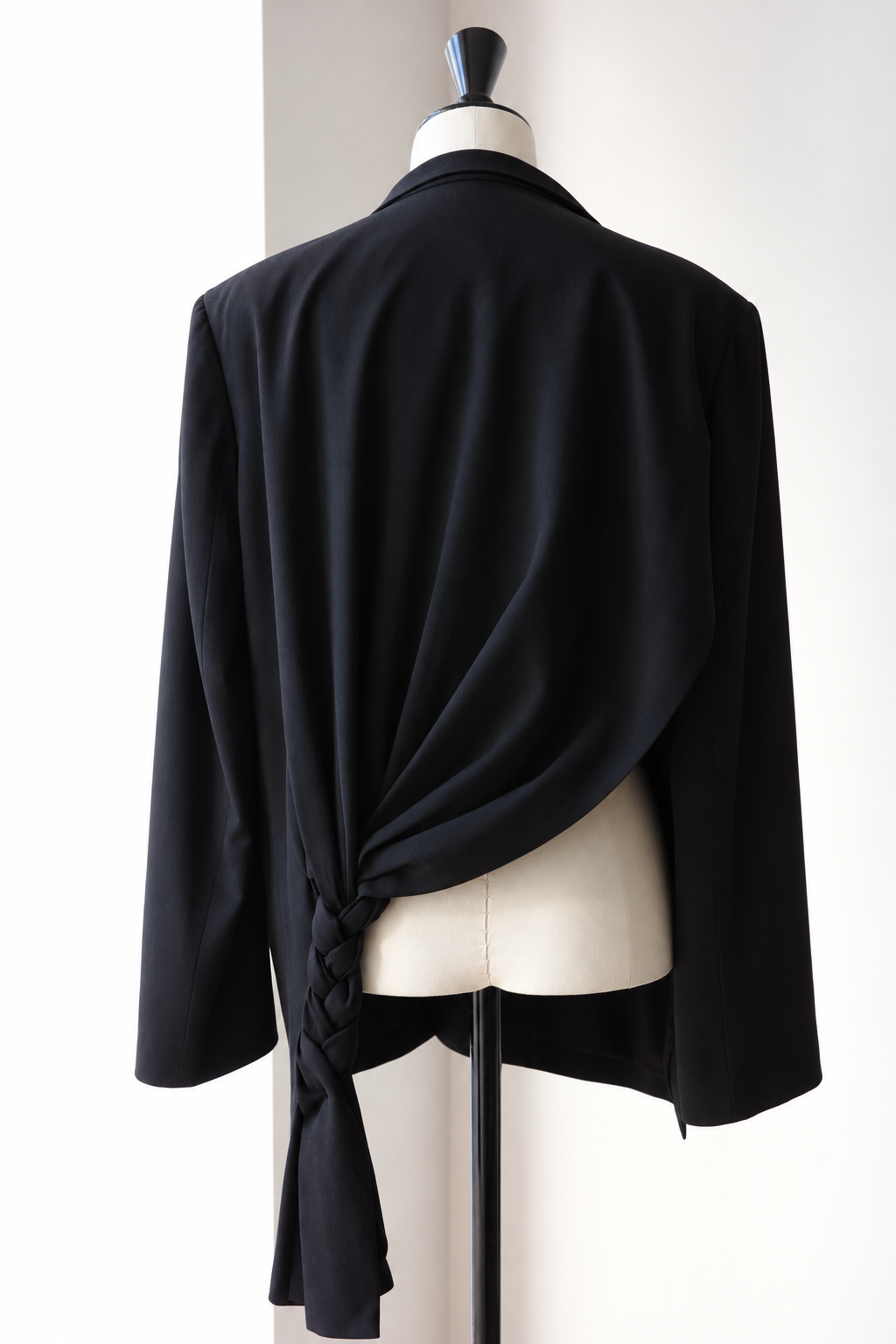 Yohji Yamamoto Wool Jacket with Knotted Braid Detail at the Back, Spring Summer 2002